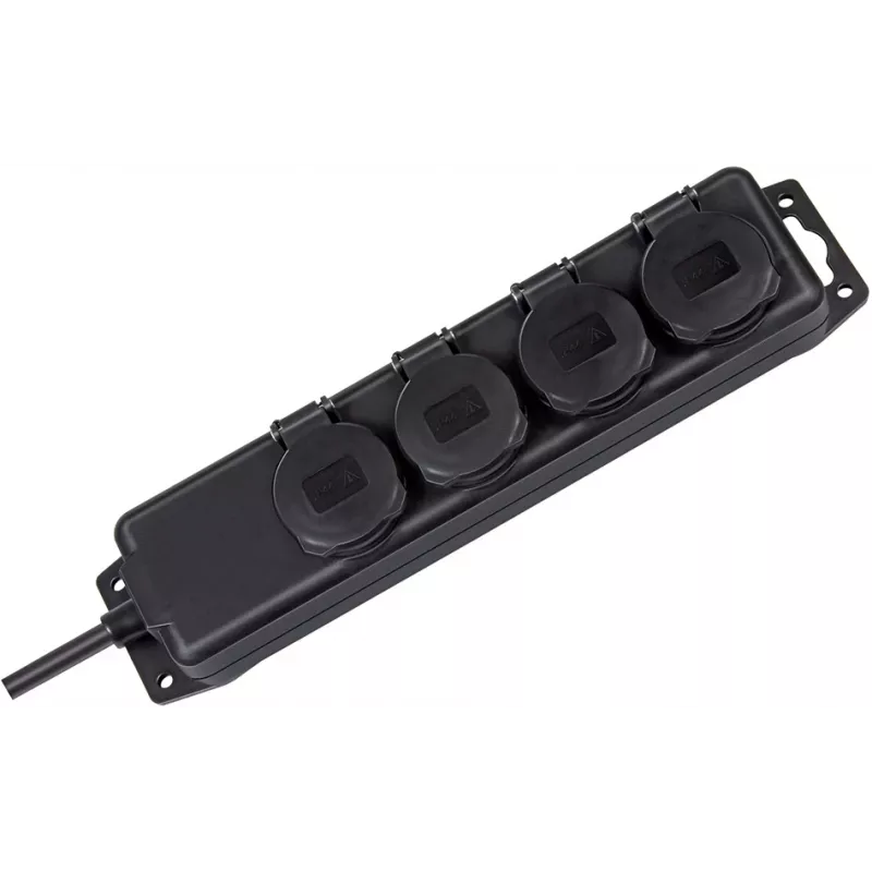 Tomada de extensão Brennenstuhl IP44 4 tomadas preto 2,0m H07RN-F 3G1,5 - Cabo de extensão - AC 230 V - Saídas: 4 - 2 m (1159960)