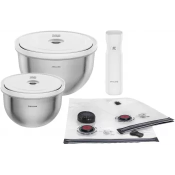 Conjunto de recipientes herméticos para vácuo ZWILLING Fresh&Save Bowl Starter Set 9 peças aço inoxidável