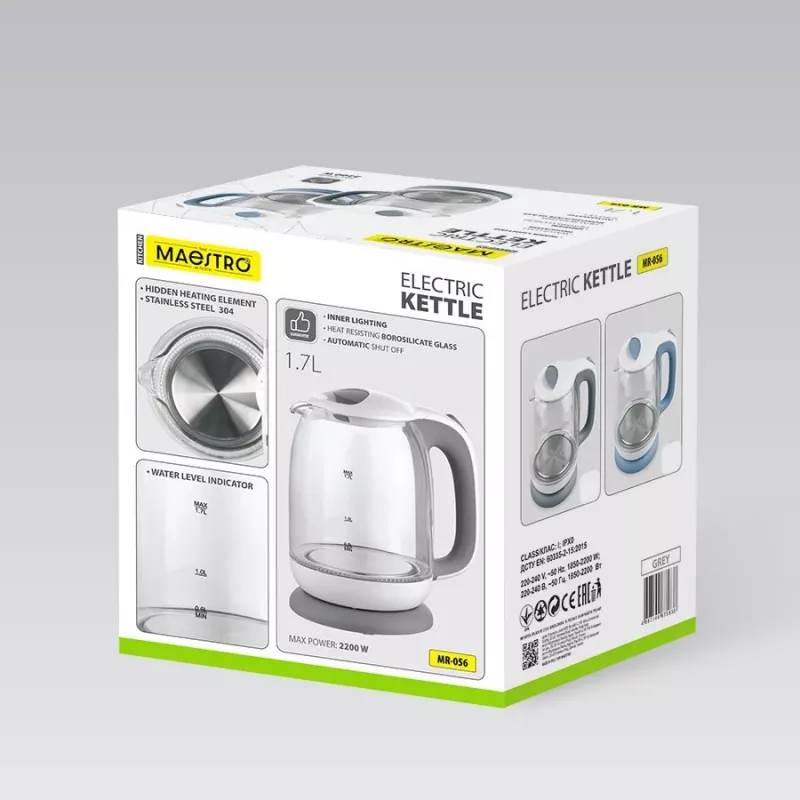Chaleira elétrica de vidro Maestro MR-056-BLUE 1,7 L 2200 W