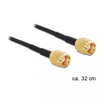 Cabo coaxial DeLOCK 88475 0,32 m RP-SMA dourado preto