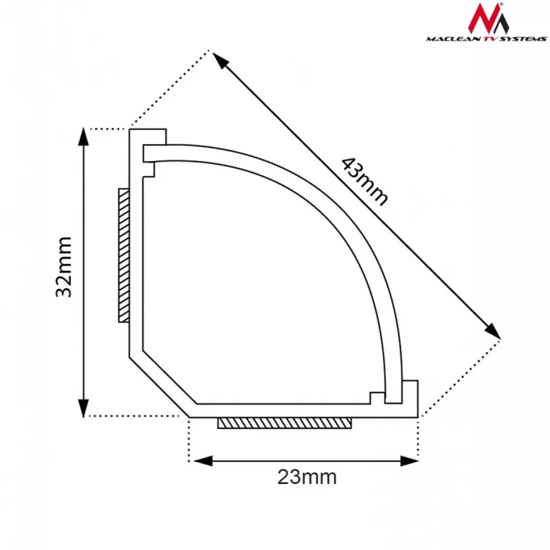 Maclean MCTV-575 proteção de cabos para chão, 1,5 m, 43 x 23 mm, altura 23–32 mm, branca, com fita adesiva