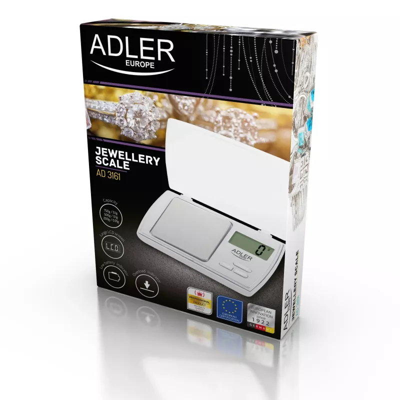 Balança de cozinha Adler AD 3161 branca retangular balança eletrónica de pessoas