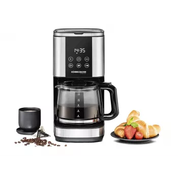Máquina de café de filtro Rommelsbacher FKM1000, depósito de água de 1,5 L, 12 chávenas, aço inoxidável/preto