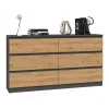 Cómoda Top e Shop M6 140 ANT/ART, 6 gavetas, antracite carvalho, 1380×750×400 mm