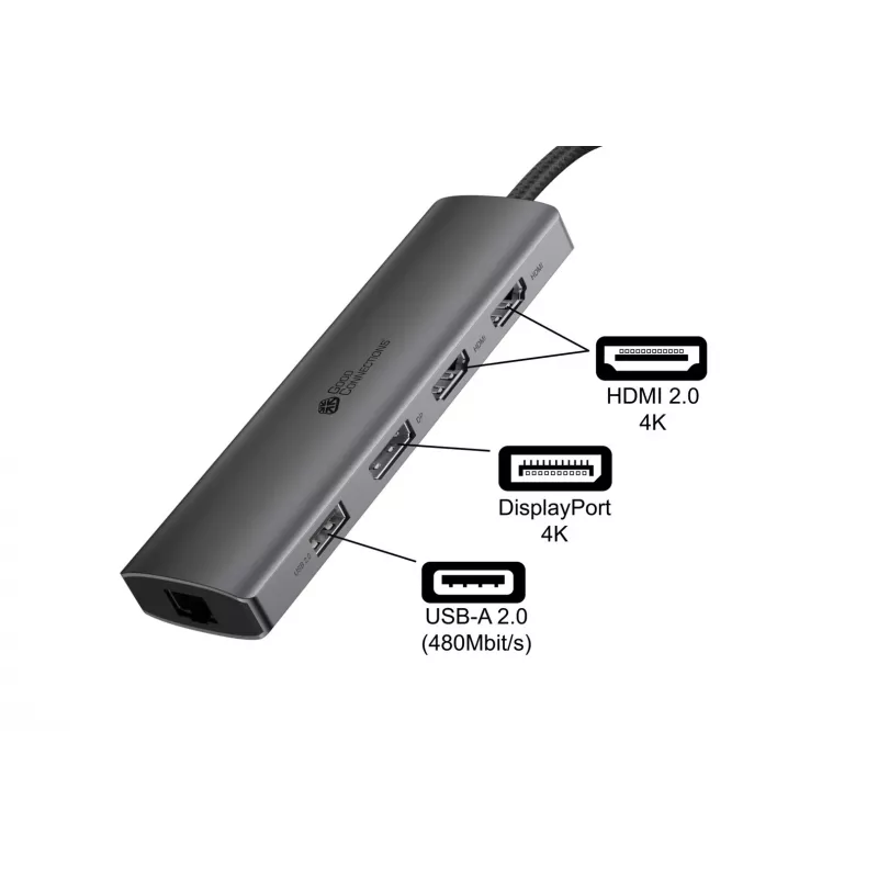 Alcasa HUB-C001A Hub de interface USB Type-C 5000 Mbit/s antracite