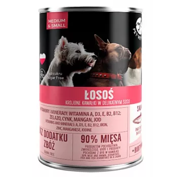 Ração húmida para cães PetRepublic DOG 400 g — pedaços em molho com salmão para cães pequenos/médios