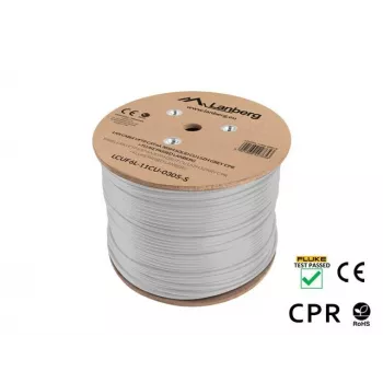 Cabo de rede LANBERG LCUF6L-11CU-0305-S U/FTP Cat6a em bobina, 305 m, 23 AWG, 500 MHz, cinzento