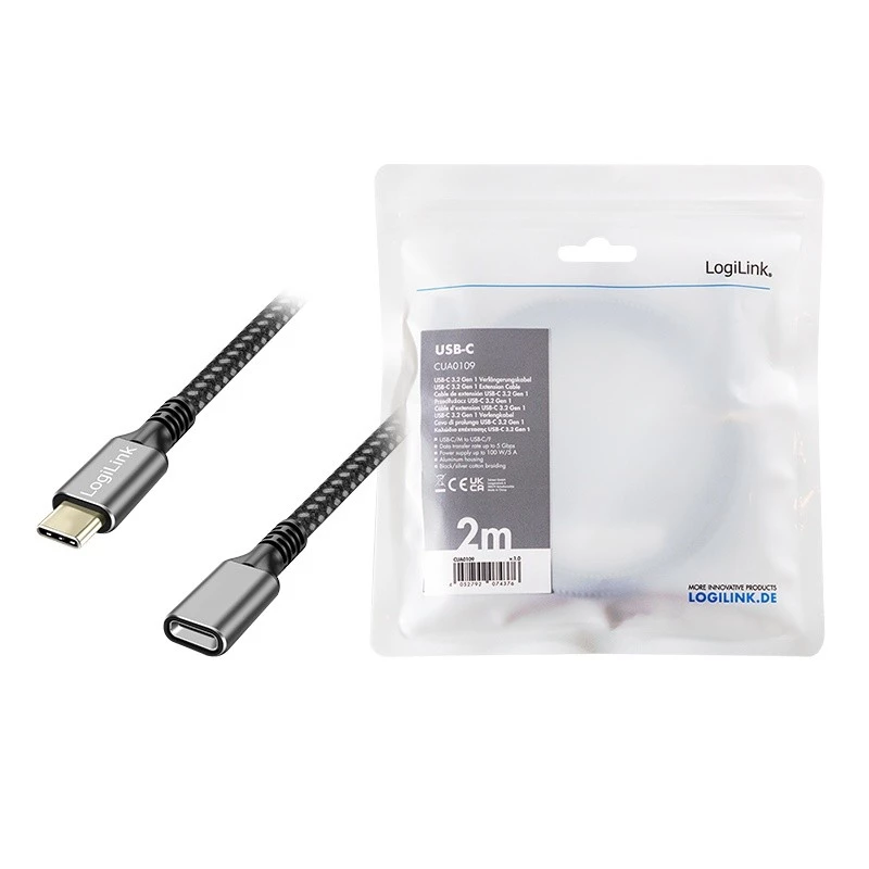USB 3.2 Gen1 Type-C para USB-C/fêmea, PD, 2m