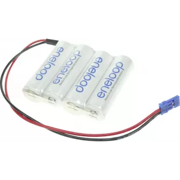 Pilha Panasonic pack 4 Mignon (AA) cabo, ficha NiMH série eneloop F1x4 Graupner 4,8 V 1900 mAh (124006)