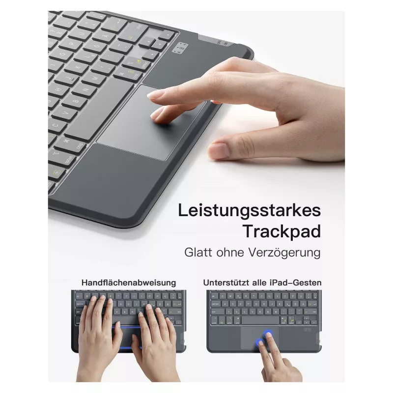 Teclado inateck iPad 11 iPad 10.ª ger. comp. QWERTZ cinzento