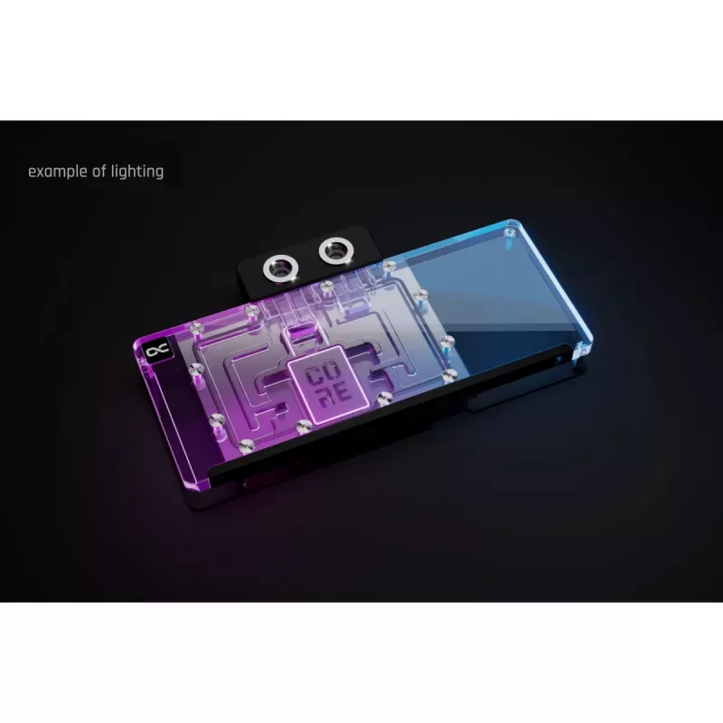 Bloco de refrigeração Alphacool Core RX 9070 XT Mercury transparente cromado com backplate