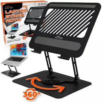 Suporte para portátil MEDIA-TECH MT2662 – altura ajustável, dobrável em alumínio para portáteis de 10–17