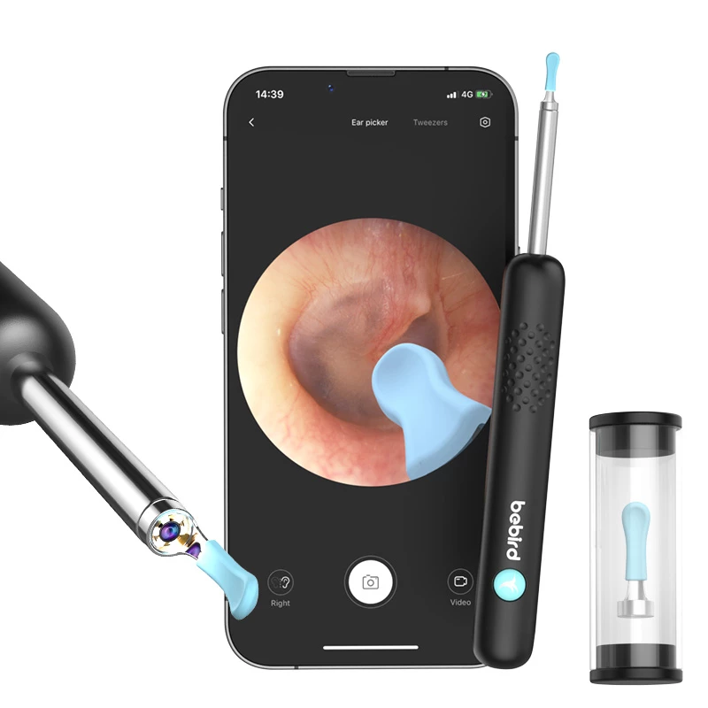 Limpador de ouvidos visual Bebird R1 preto com câmara HD 1080P WLAN