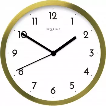 NeXtime Relógio de parede 2523gw Arabic, Ø44 cm, parede, dourado/branco