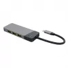 Hub USB Type-C Green Cell HUBGC01 — 7 portas: 3×USB‑A 3.2 Gen 1, 1×USB‑C 3.2 Gen 1, HDMI, leitor de cartões microSD+SD — Prateado