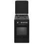 Fogão a gás MPM MPM-56-KGF-21/B — 4 bicos aço inoxidável, forno 54 l, controlo por botões