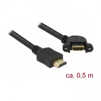 Cabo HDMI DeLOCK 85467 0,5 m Type-A macho para fêmea preto