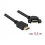 Cabo HDMI DeLOCK 85467 0,5 m Type-A macho para fêmea preto
