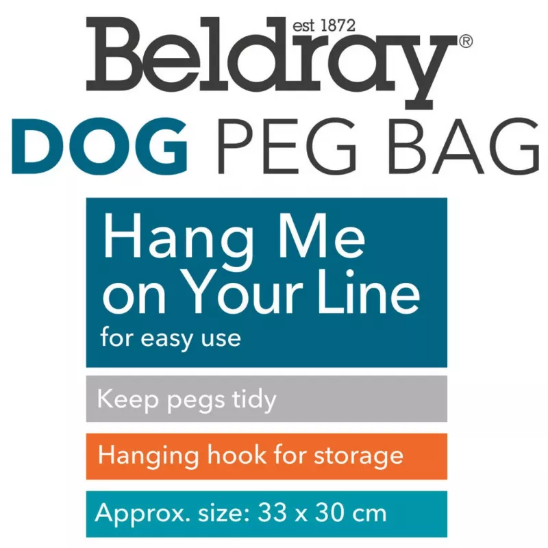 Saco para molas de roupa Beldray LA032005DFEU7 com motivo de cão, armazenamento em tecido para parede