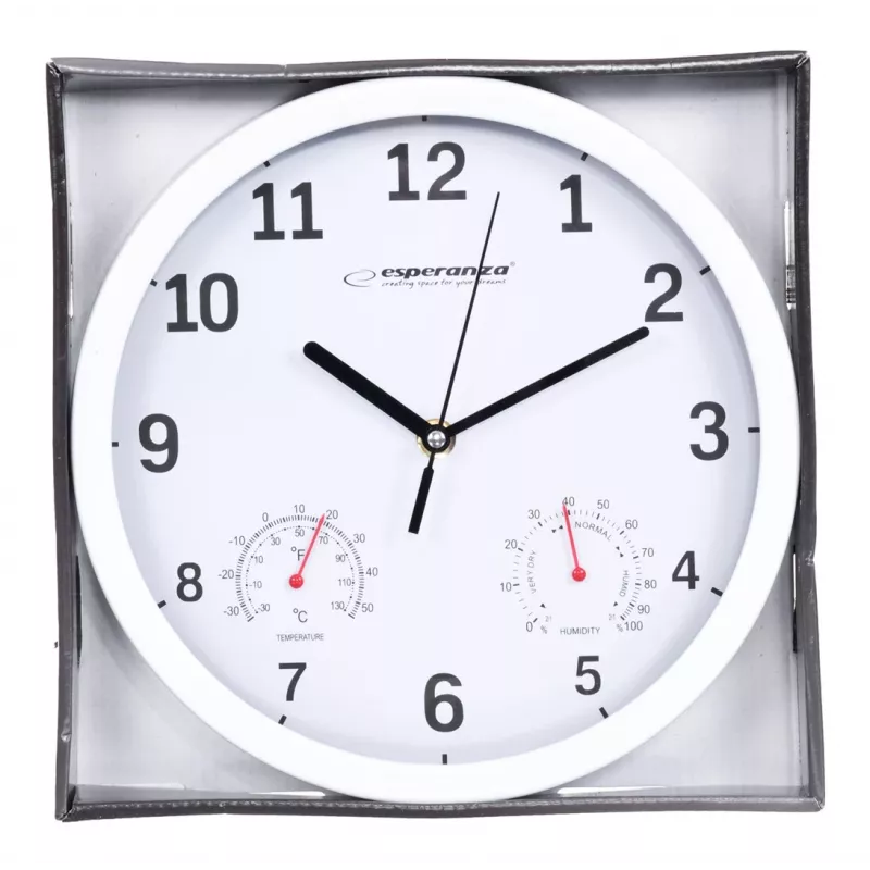 Esperanza EHC016W relógio de parede/mesa relógio de quartzo redondo branco