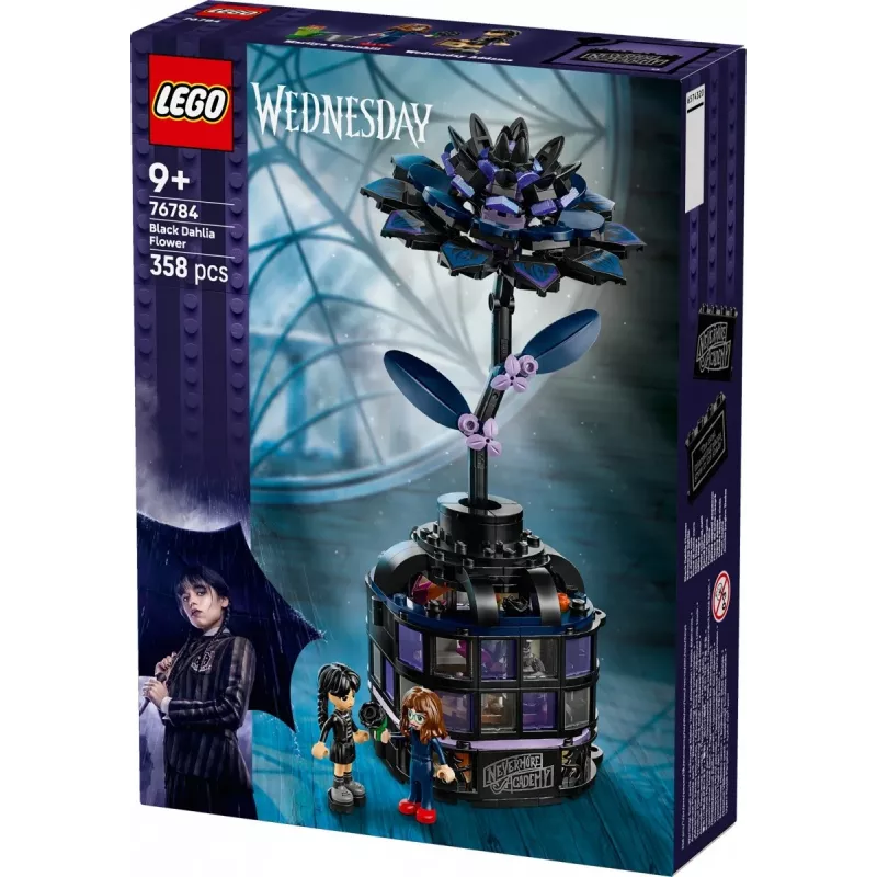 Conjunto de construção LEGO Wednesday 76784 flor dália negra — modelo decorativo, 358 peças, 9+ anos