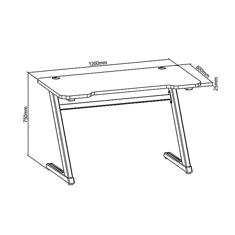 Secretária de gaming NanoRS RS120, design moderno, leve e estável (carga máx. 50 kg), preto e laranja