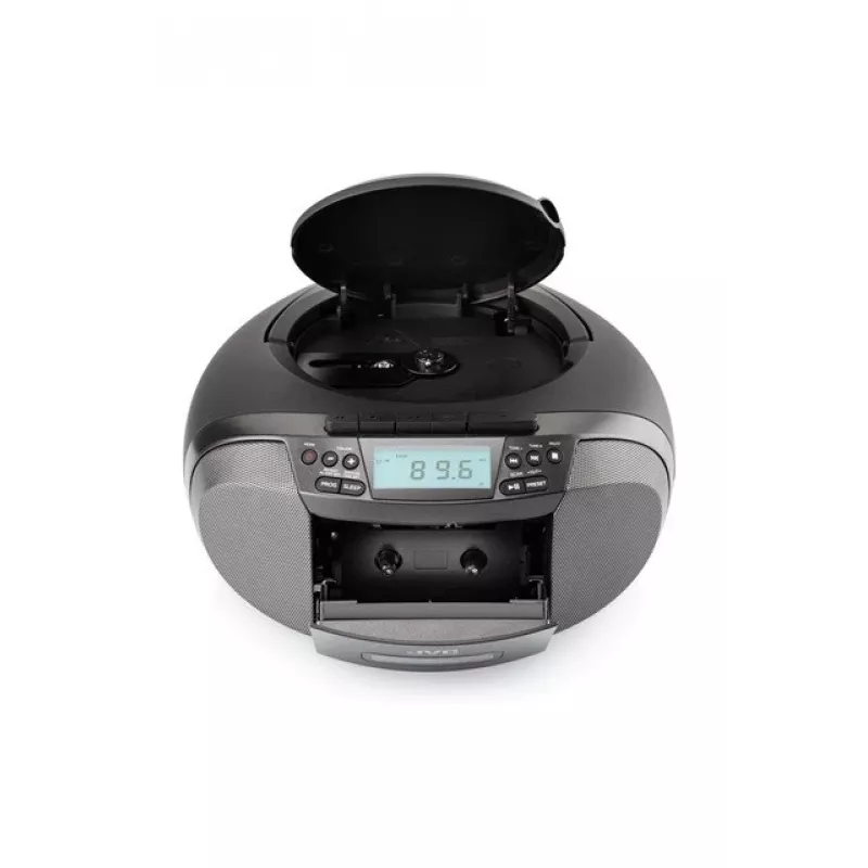 Leitor de rádio JVC RC-E444B preto com leitor de CD e sintonizador FM
