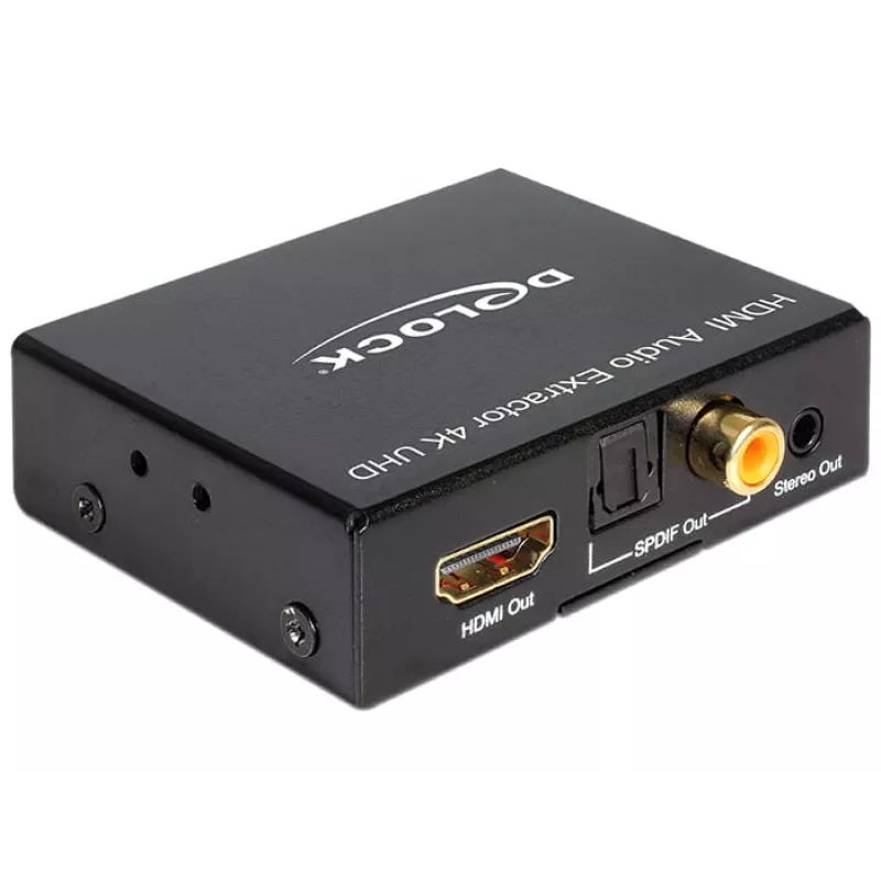 Extrator de áudio HDMI estéreo / 5.1 canais 4K, adaptador preto
