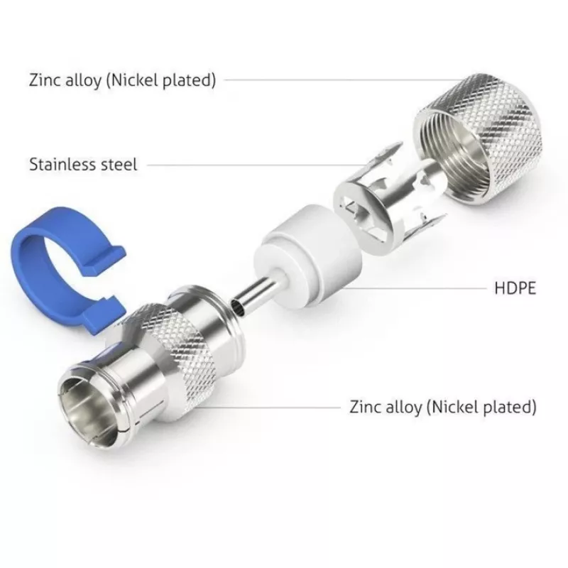 Tomada IEC/coaxial de instalação fácil (prateado/azul, 6,5 - 8,0 mm)
