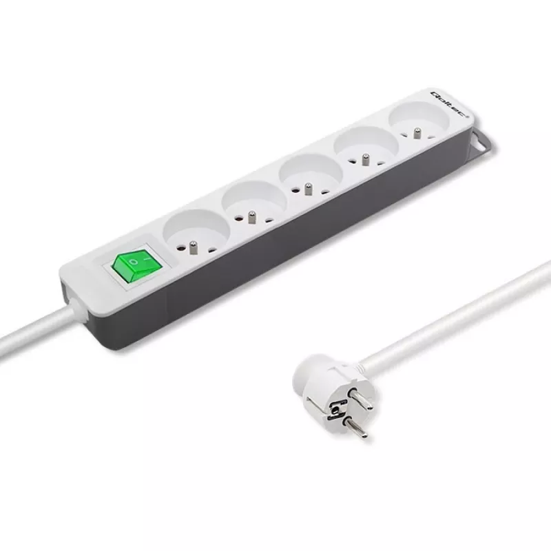 Extensão de energia Qoltec 50290 1,8 m 5 tomadas AC Interior Branco