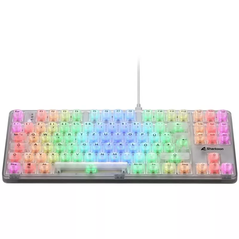 Crystal Shark, Teclado Gaming branco, layout DE, KTT