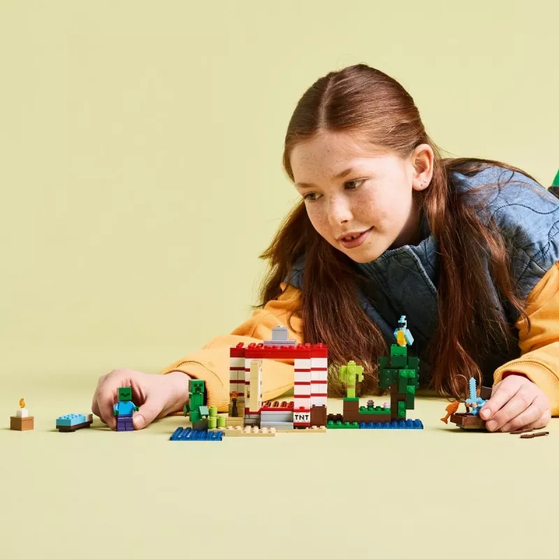 LEGO Minecraft conjunto 21275 casa na selva TNT brinquedo de construção, 287 peças, 2 minifiguras, a partir de 8 anos