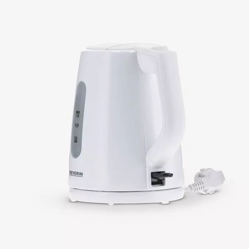 Chaleira elétrica SEVERIN 1 L 2200 W branca — sem fios, base de 360°, resistência oculta