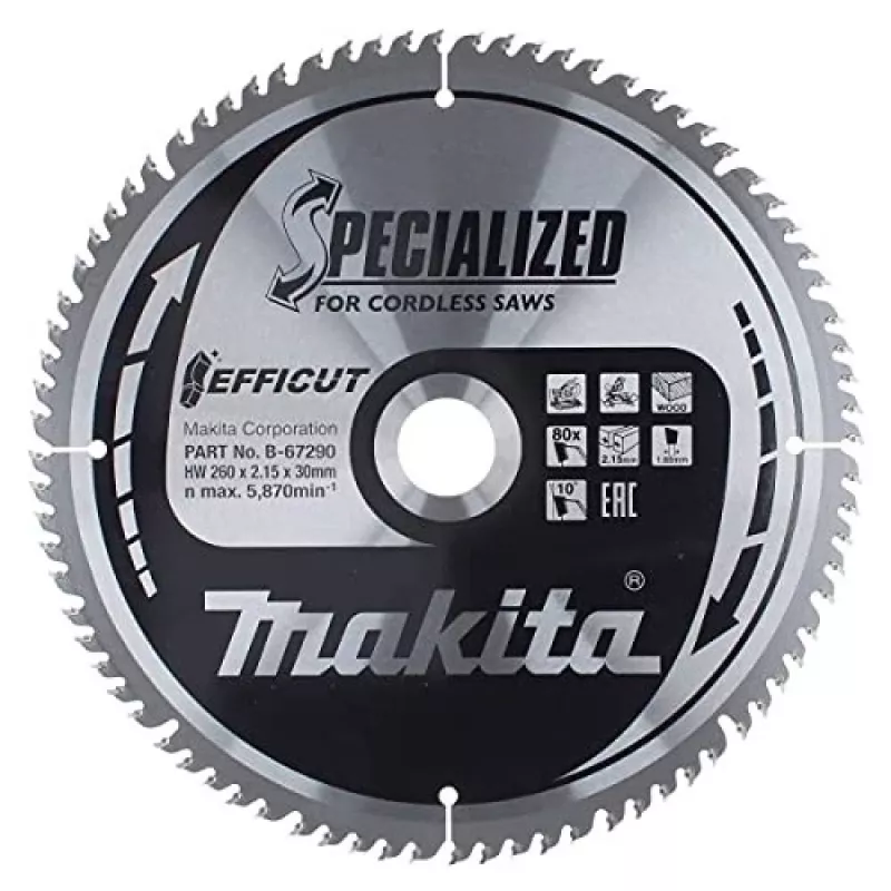 Lâmina de serra T.C.T. 260X2.15X30mm 10° T80 EFFICUT