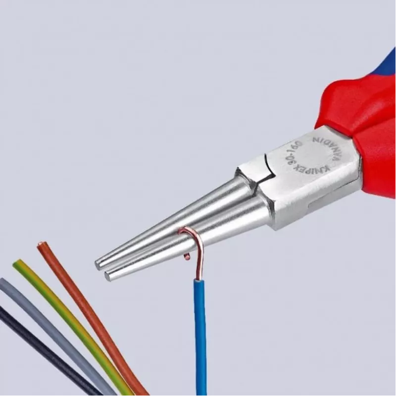 KNIPEX 30 35 160 – Alicate de ponta chata – 2,5 mm – 4,1 cm – Aço – Azul/Vermelho – 16 cm