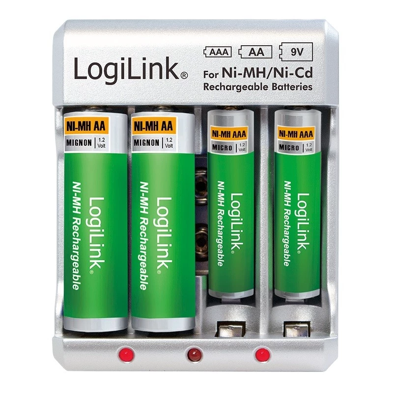 Carregador de pilhas para Ni-MH / Ni-Cd AA / AAA / 9V