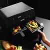 Fritadeira de ar quente Petra PT4750BLKVDEEU7, câmara dupla, capacidade 3,7 L, preta