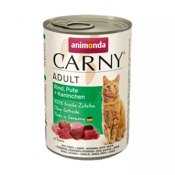 ANIMONDA Carny Adult Vaca, Peru, Coelho - Alimento húmido para gatos - 400 g
