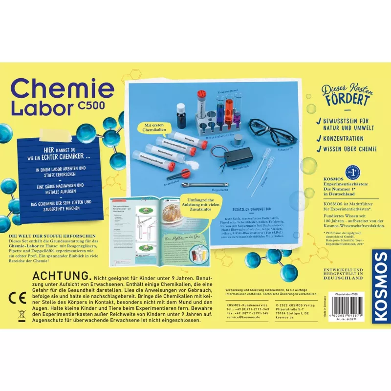 Kosmos Laboratório de química C 500, Conjunto de experiências, Química, 9 anos, Multicolor