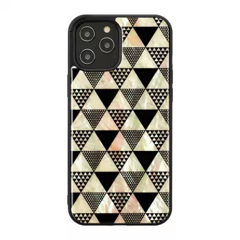 Capa de proteção iKins para Apple iPhone 12 / 12 Pro — padrão de pirâmides, preto