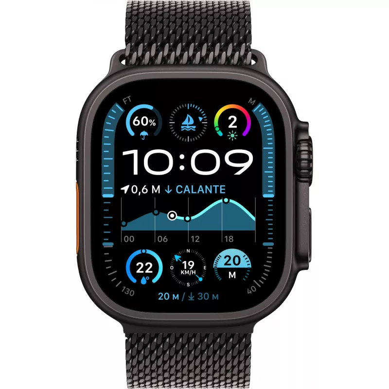 APPLE Watch Ultra 2 GPS + Cellular 49mm Caixa de titânio preto com bracelete Milanese de titânio preto - L