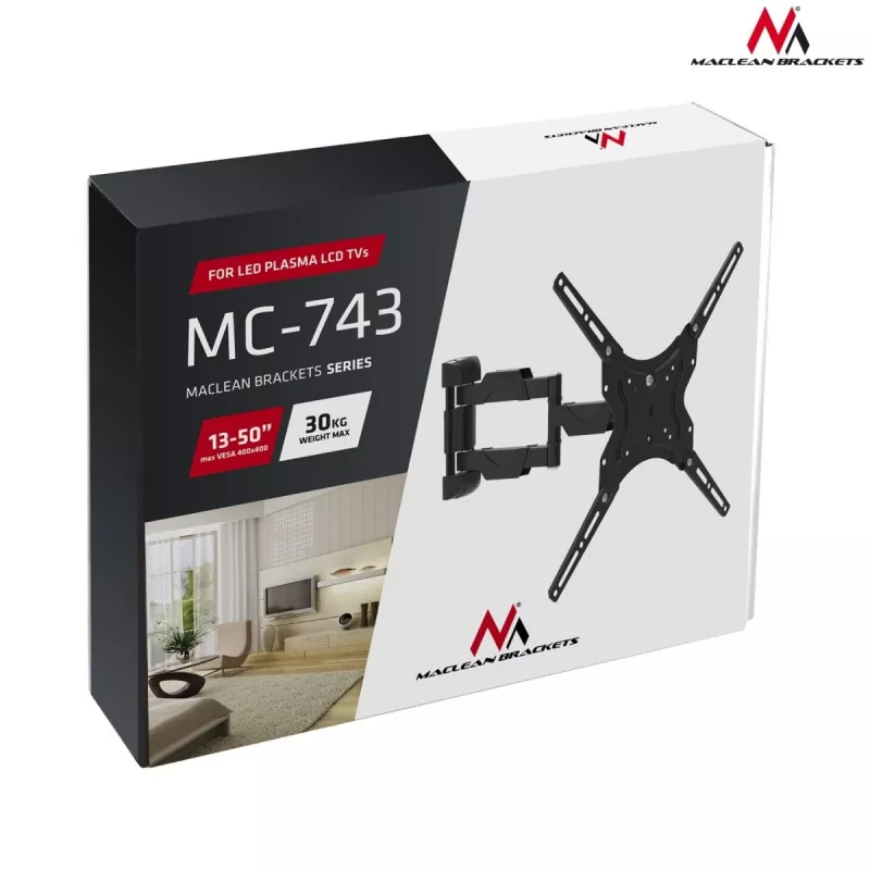 Maclean Mc-743 - Suporte Vesa para monitor/TV, 13-50 preto, 30 kg