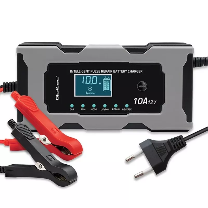Carregador QOLTEC 52493 12V 10A com função de reparação para baterias AGM