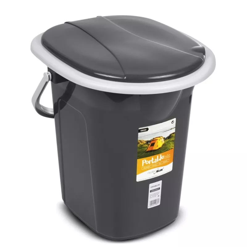 Balde sanitário portátil GreenBlue GB320AG — modelo turístico leve, recipiente de resíduos portátil compacto