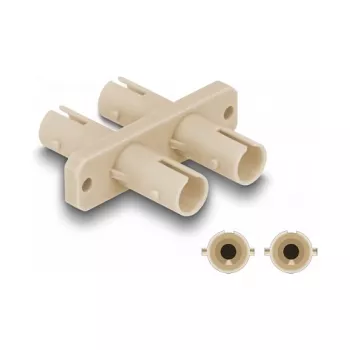 Acoplador de fibra ótica DeLOCK ST duplex conector fêmea para conector fêmea ST duplex bege