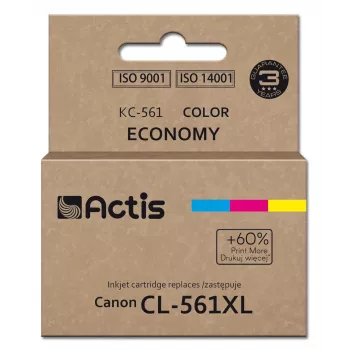 Tinteiro Actis KC-561 (substituto Canon CL-561XL; Supreme; 18 ml; ciano, magenta, amarelo). Imprime 60 % mais do que o OEM.