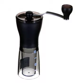 Moinho de café HARIO MSS-1DTB — moinho elétrico, preto, moagem fina, dispensador integrado