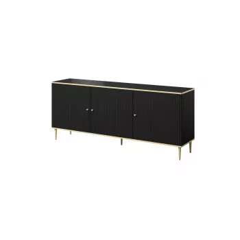 Cómoda GLAMOUR 180x40x75,5 cm, preto mate + dourado