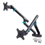 Suporte de monitor DIGITUS Dual-Design para 2 × ecrãs de 35 polegadas, grampo, 2 × 10 kg, VESA 75×75–100×100, inclinação -45–90°