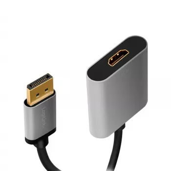 Adaptador de cabo de vídeo LogiLink CDA0108 0,15 m DisplayPort HDMI preto cinzento